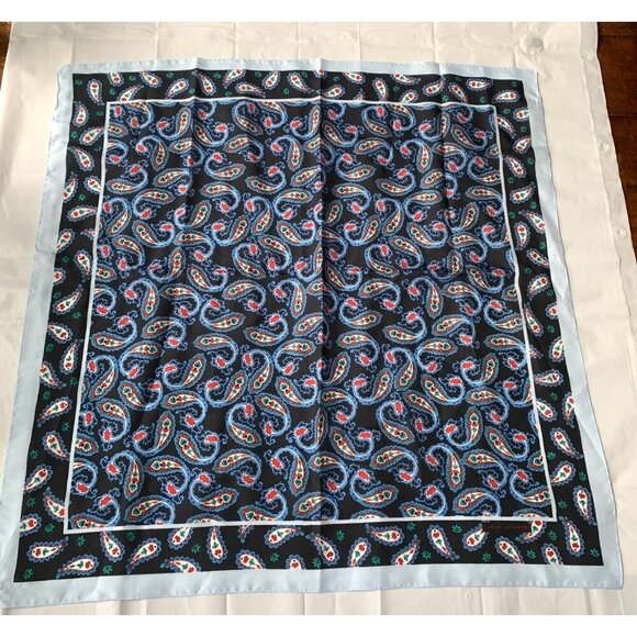 Sarah Coventry Vintage Scarf Paisley Black Blue Red - Picture 1 of 5